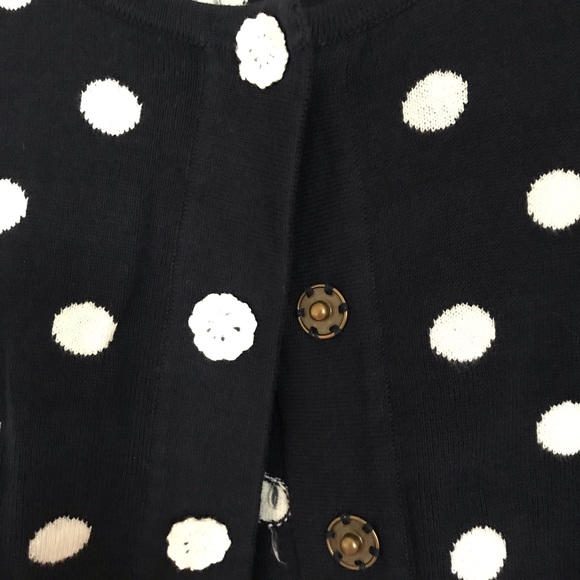 Forever 21 Navy Blue Polka Dot Crop Cardigan - Picture 3 of 4